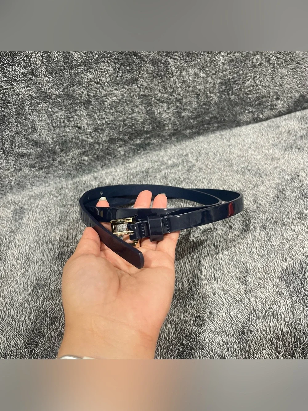 Tommy Hilfiger glossy Navy Blue slim Belt size 10 (37 inches long)